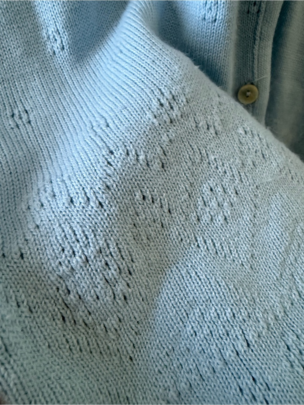 Vintage Tradition Powder Blue Pointelle Knit Sweater Vest Scalloped Hem Size M-L - Picture 5 of 12